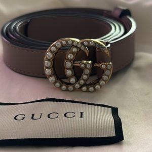 Gucci Belt W/ Pearl Double G Buckle